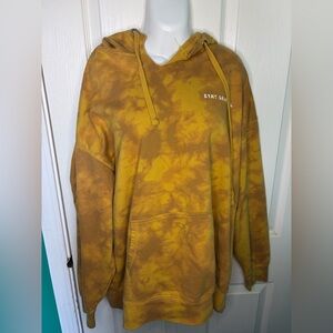 Flirtitude Stay Grateful Yellow Tie Dye Hoodie Large